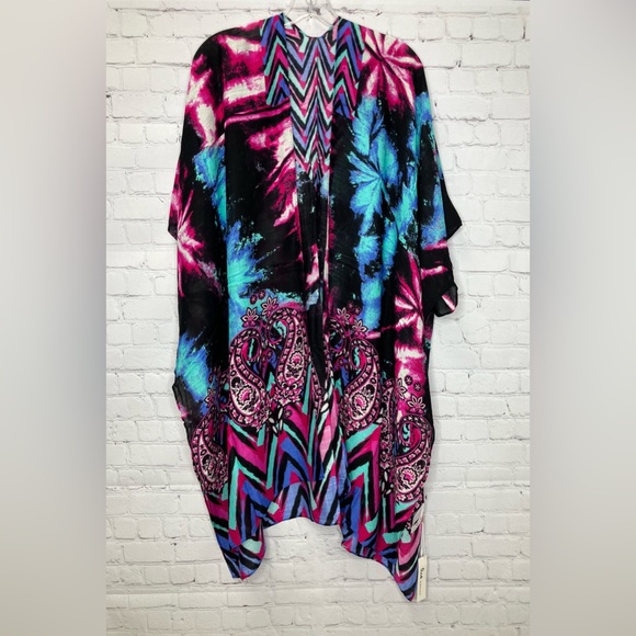NWT One by Onedder Cosmic Multi Color Paisley Kimono - Picture 1 of 5